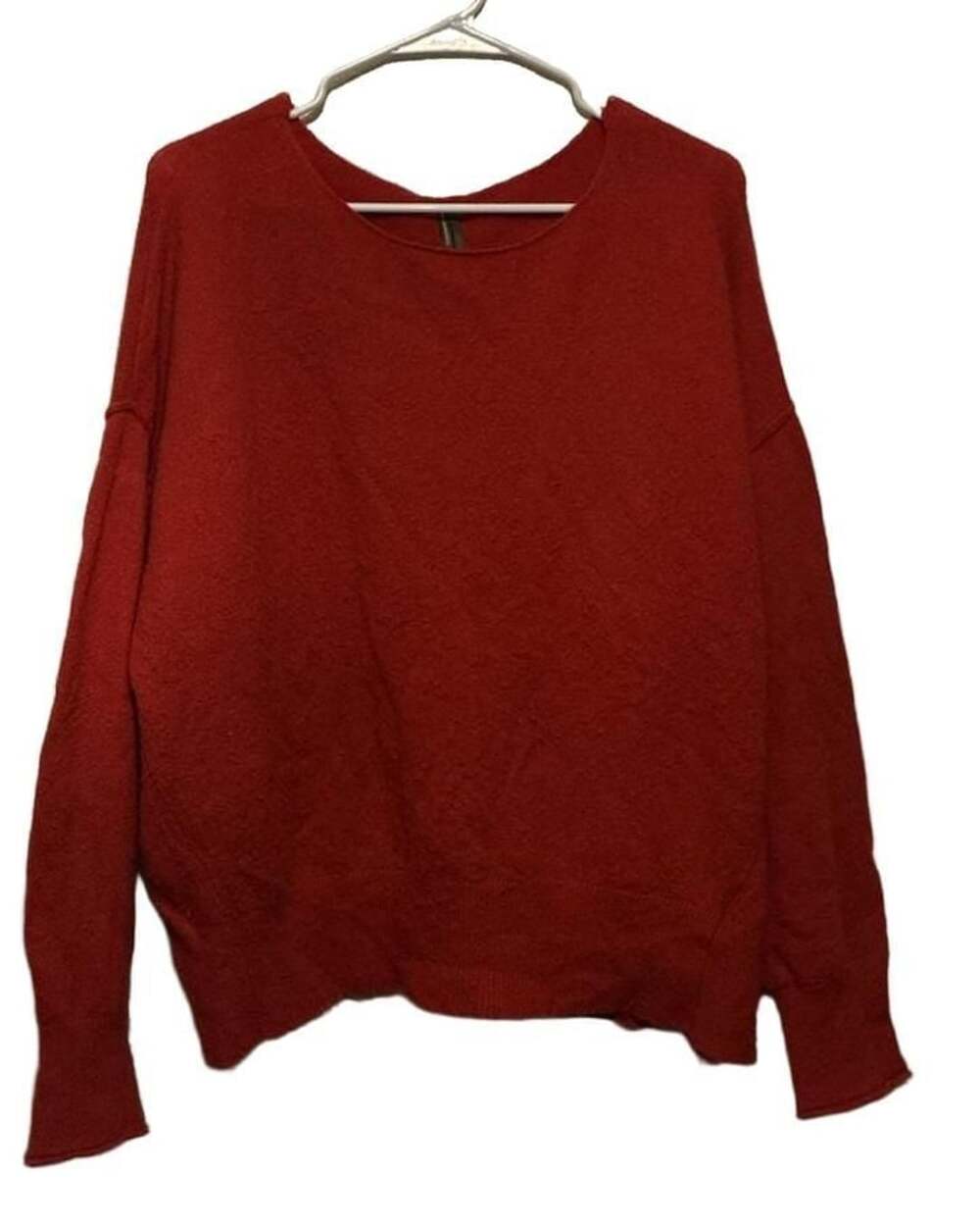 Anthropologie Sweater Size S Red Knit Long Sleeve Oversized Pullover